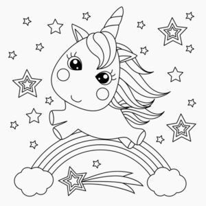 desenho de unicórnio encantador para crianças para imprimir e colorir