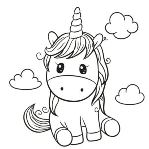 desenho de unicórnio cute para imprimir e colorir grátis