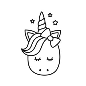 desenho de rosto de unicórnio fofo para imprimir e colorir
