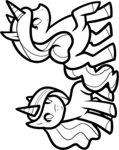 desenho de dois bebes unicórnios para colorir