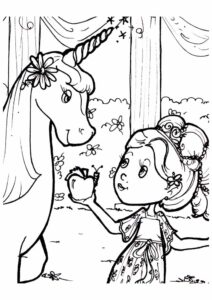 desenho de unicórnio e menina fofa para imprimir e colorir