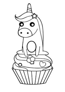 baixar desenho de unicornio no cupcake para colorir