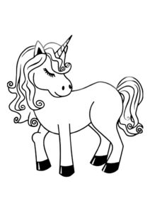 desenho de unicornio com olhos fechados para imprimir e colorir
