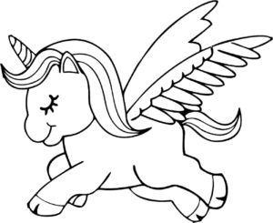 desenho de pequeno unicornio alado colorir