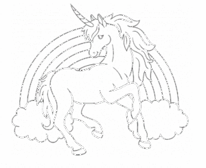 desenho de unicórnio e arco iris para imprimir e pintar