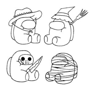 desenhos de among us halloween para imprimir e colorir