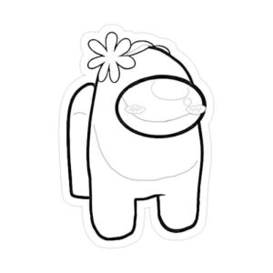 desenho de among us fofo com flor na cabeça para colorir e imprimir