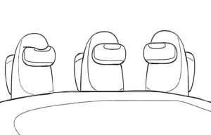 desenho imprimível de três among us em uma mesa