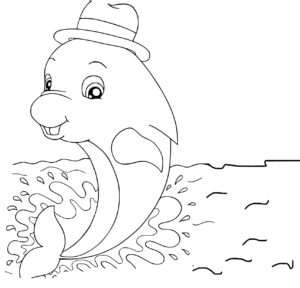 desenho de boto cor de rosa com chapéu para imprimir e colorir