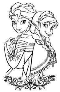 Desenhos da Elsa e Anna de Frozen para Colorir
