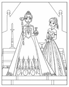 desenhos de elsa e anna no palácio para colorir