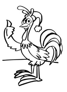 desenho de galo carijó no natal para colorir