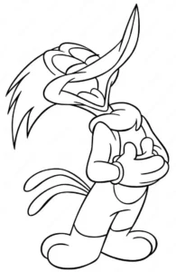 desenho para colorir do pica pau sorrindo