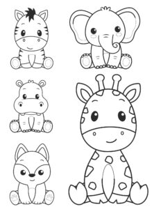 desenho de animais kawaii imprimível para colorir