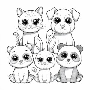 desenho de animais kawaii para crianças para colorir