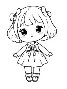 desenho de boneca kawaii para crianças de 4 ano para colorir