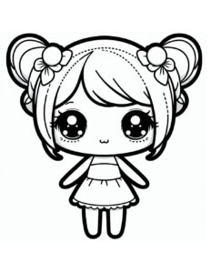 desenho de boneca kawaii para crianças para colorir