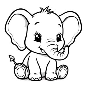 desenho de elefante kawaii para colorir grátis