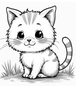 desenho de gato kawaii para colorir