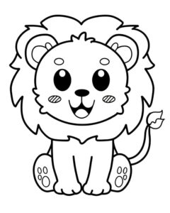 desenho de leão muito fofo kawaii para colorir
