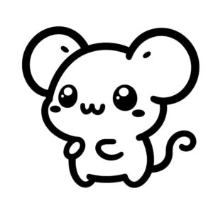 desenho de rato kawaii para colorir e imprimir