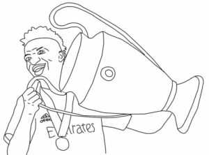 desenho de vinicius junior levantando taca para colorir