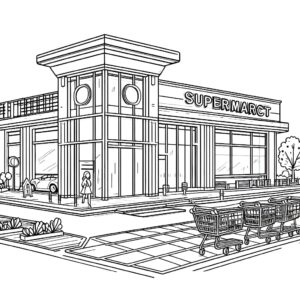 desenho de grande supermercado para colorir