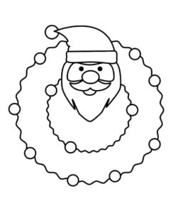 desenho de guirlanda de natal com papai noel para colorir