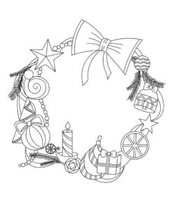 desenho de guirlanda de natal grátis para crianças para colorir