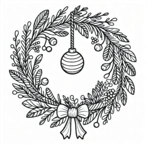 desenho de guirlanda de natal para crianças para colorir