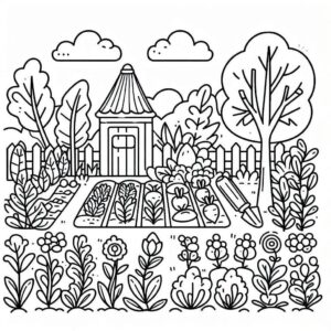 desenho de horta imprimível grátis para crianças para colorir