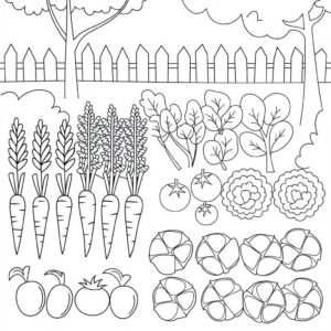 desenho de horta imprimível para crianças para colorir
