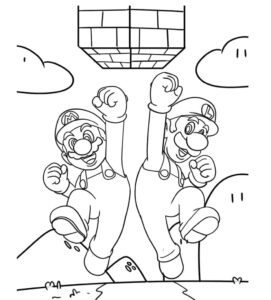 desenho de mario e luigi amigáveis para colorir