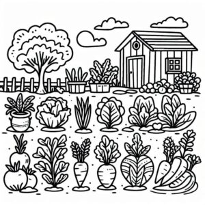 desenho de pintura de horta para colorir