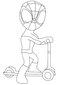 desenho de spidey de patinete para colorir