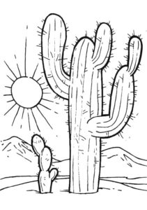 imagem de cacto no deserto para pintar grátis