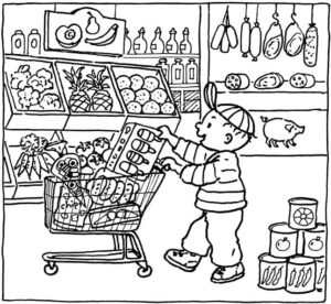 supermercado para colorir