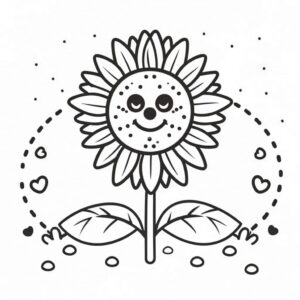 desenho de girassol feliz para colorir