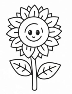 desenho de girassol sorridente para colorir