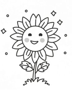 desenho de um girassol muito fofo para colorir