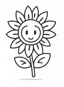 desenho de um girassol sorridente para colorir