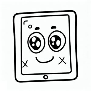 Desenho de Um Ipad de Desenho Animado para colorir