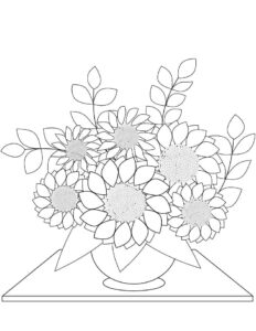 buquê de girassóis para colorir
