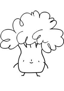 desenho de brócolis fofo para crianças para colorir