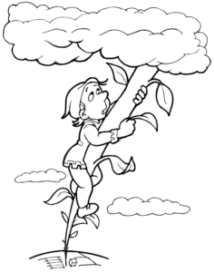 desenho de joão subindo no pé de feijão para colorir