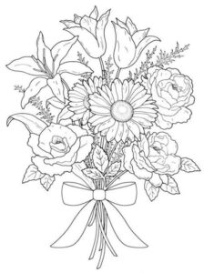 desenhos de buquê de flores para imprimir e colorir
