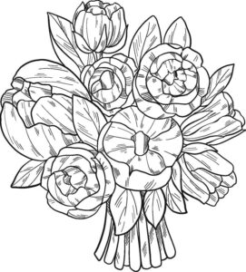 flores em buquê para colorir
