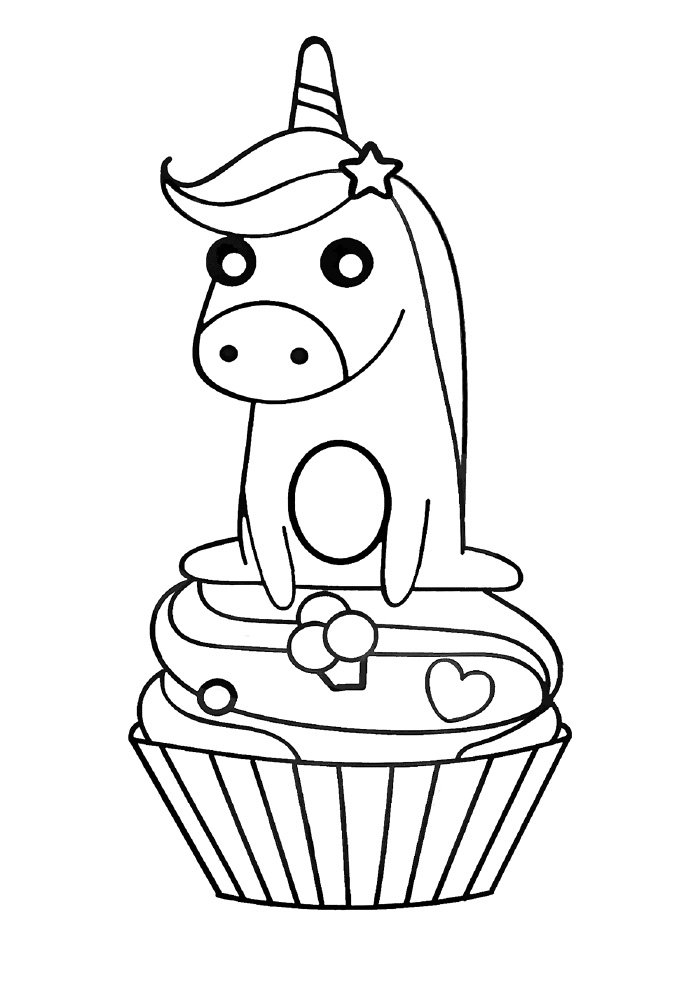 baixar desenho de unicornio no cupcake para colorir