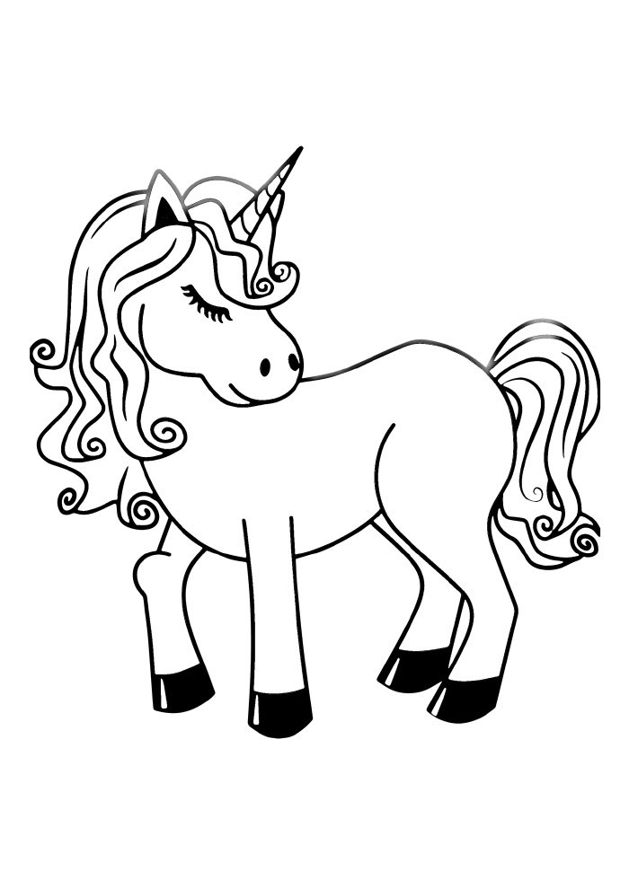 desenho de unicornio com olhos fechados para imprimir e colorir