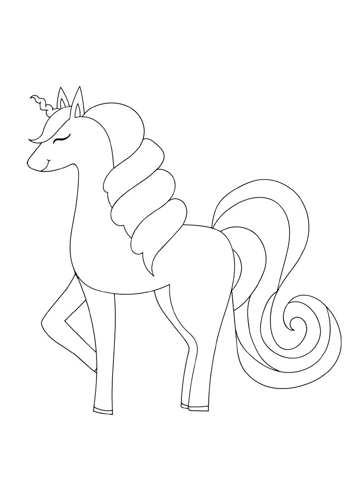 desenho de unicornio com rabo longo para colorir